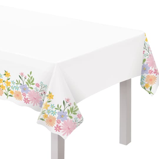 102&#x22; Springtime Blooms Plastic Table Covers, 3ct.